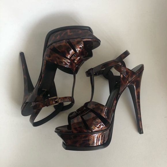 NIB $954 Saint Laurent Tribute Tortoise-Patent Platform in size 39! - Picture 12 of 16
